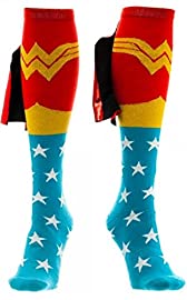 Funny Wonder Woman Knee High Shiny Cape Socks Parenthoodbliss