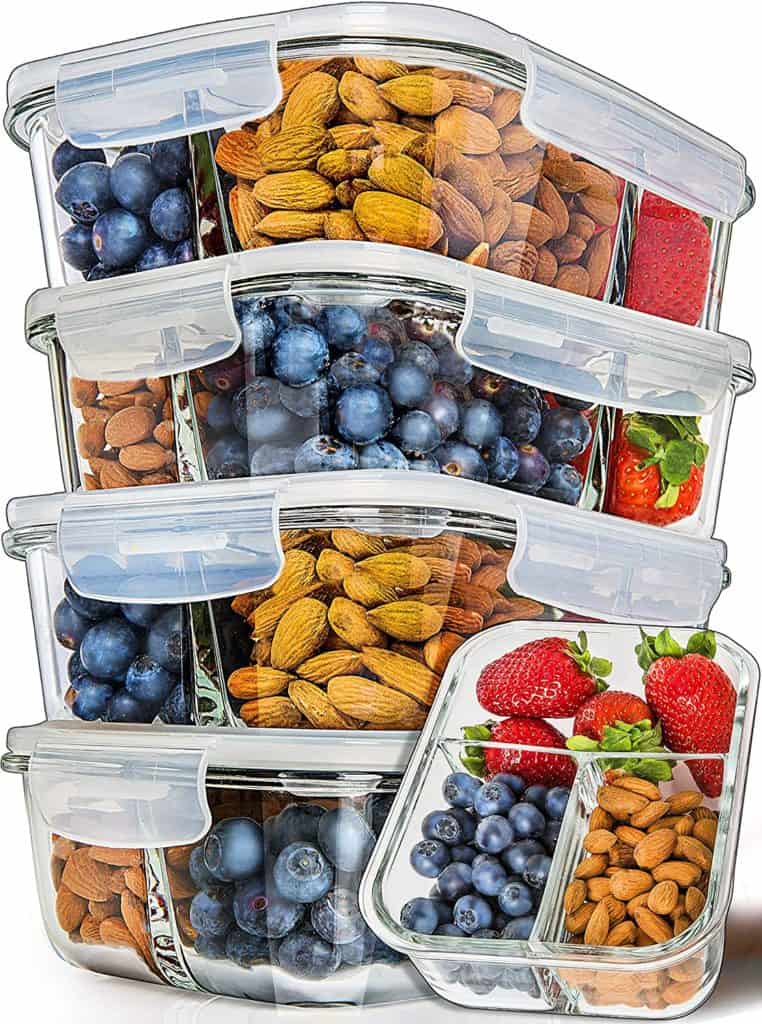 Prep Naturals 3-Compartment Glass Meal Prep Containers