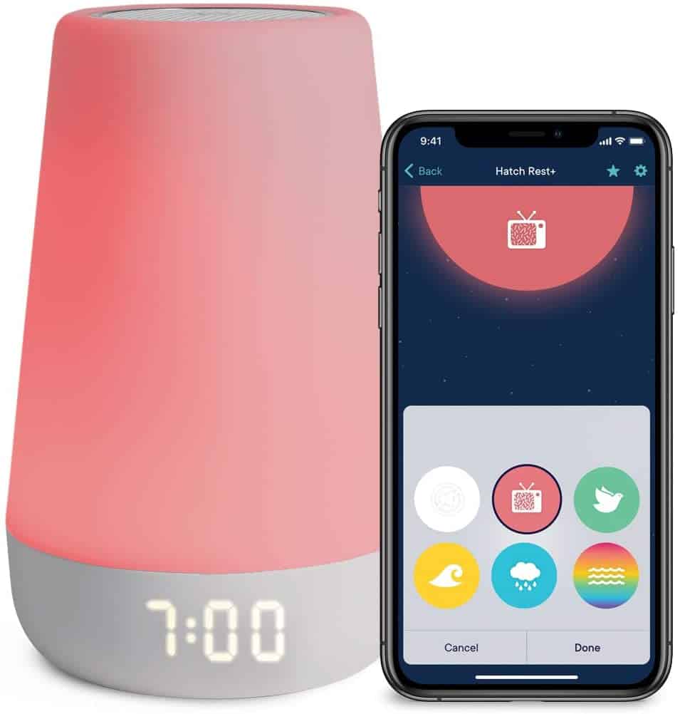 Hatch Rest+ Sound Machine, Night Light, Time-to-Rise plus Audio Monitor