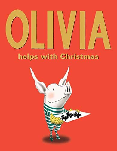 Olivia helps with the Christmas book