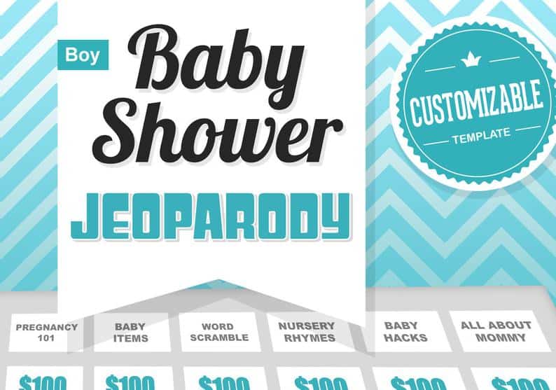 Virtual Baby Shower game Jeopardy template