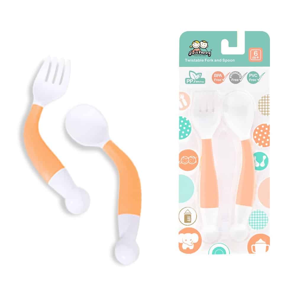 Effort Kids Curved Handle Training Baby Spoon and Fork Set