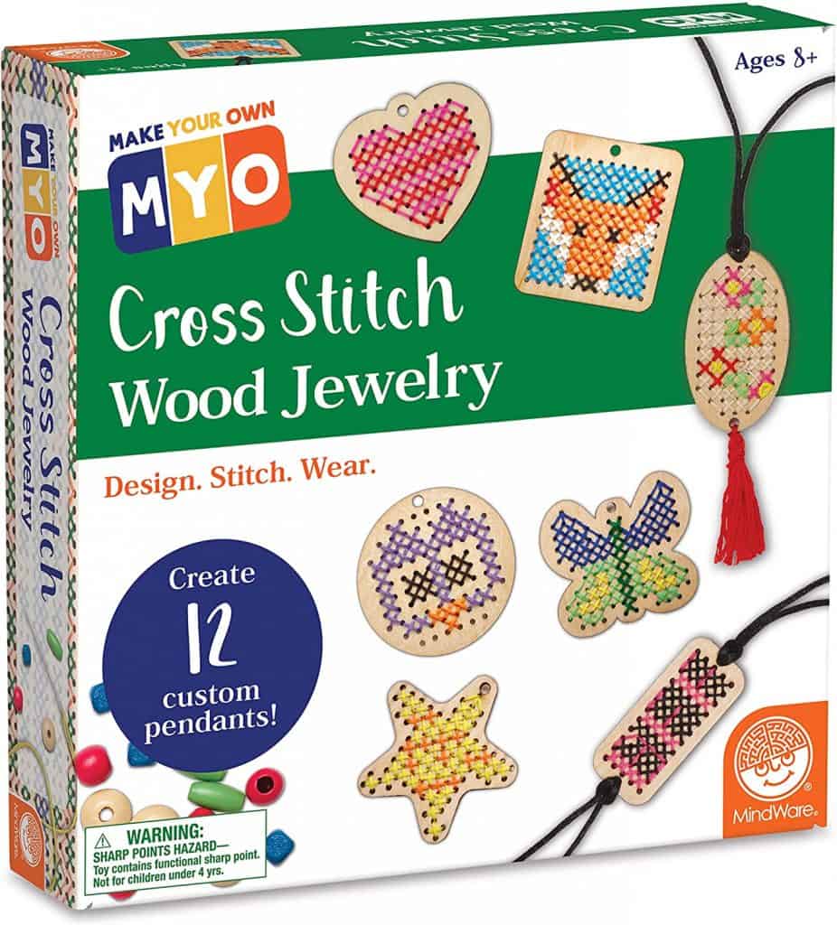 DIY Wood Cross-Stitch Jewelry - Best Gifts For 8 Year Old Girl