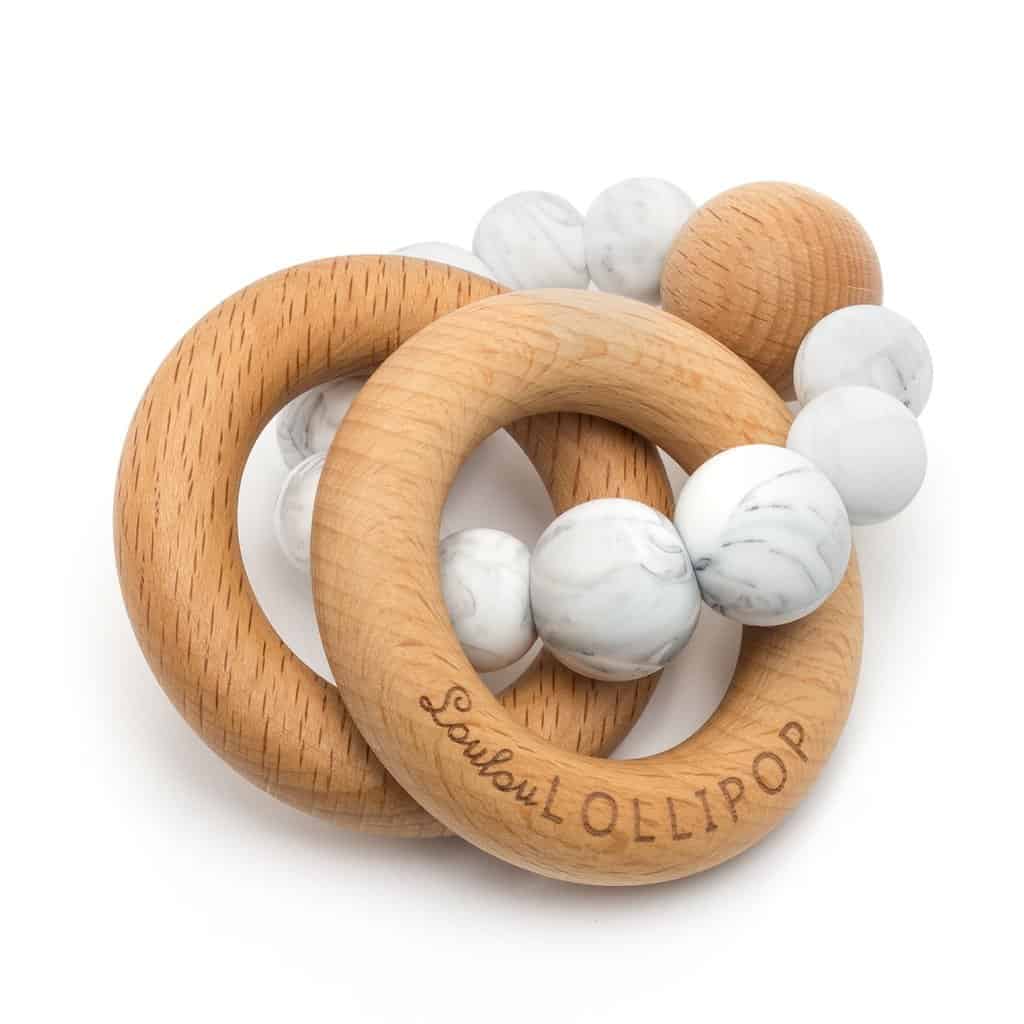 Teether - Loulou Lollipop Bubble Wood & Silicone Teething Rattle, $25.00 - Best Montessori Toys