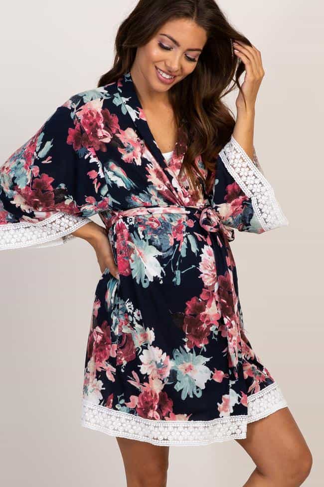 PinkBlush Floral Maternity Robes Labor And Delivery Gown- Best Labor and Delivery Gowns