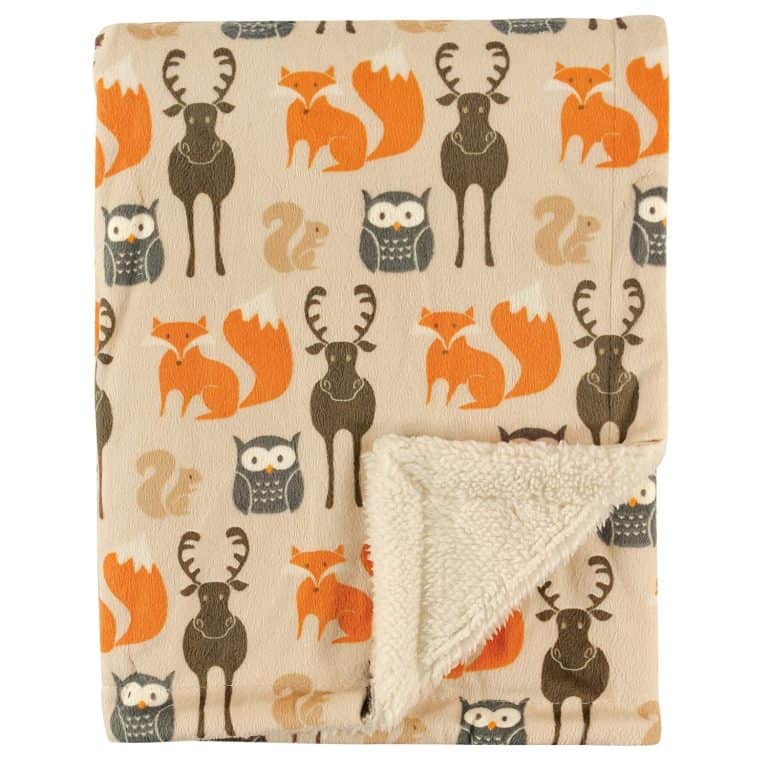 Hudson Baby Printed Mink Blanket with Sherpa Backing