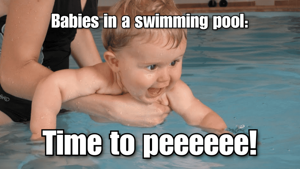 Babies in a swimming pool Time to peeeeee!
