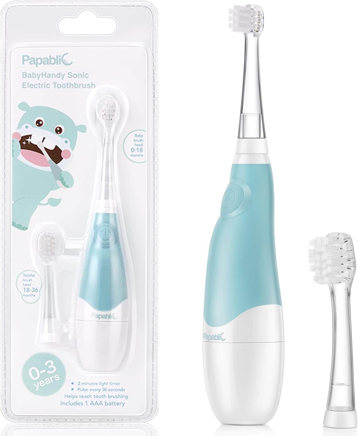Papablic BabyHandy 2-Stage Baby Sonic Electric Toothbrush for Babies