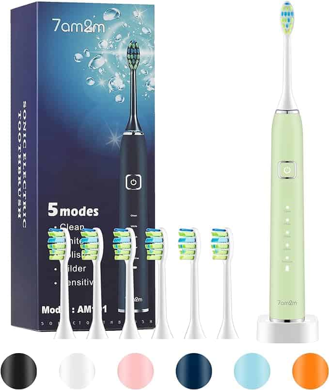 7AM2M Sonic Electric Toothbrush with 6 Brush Heads