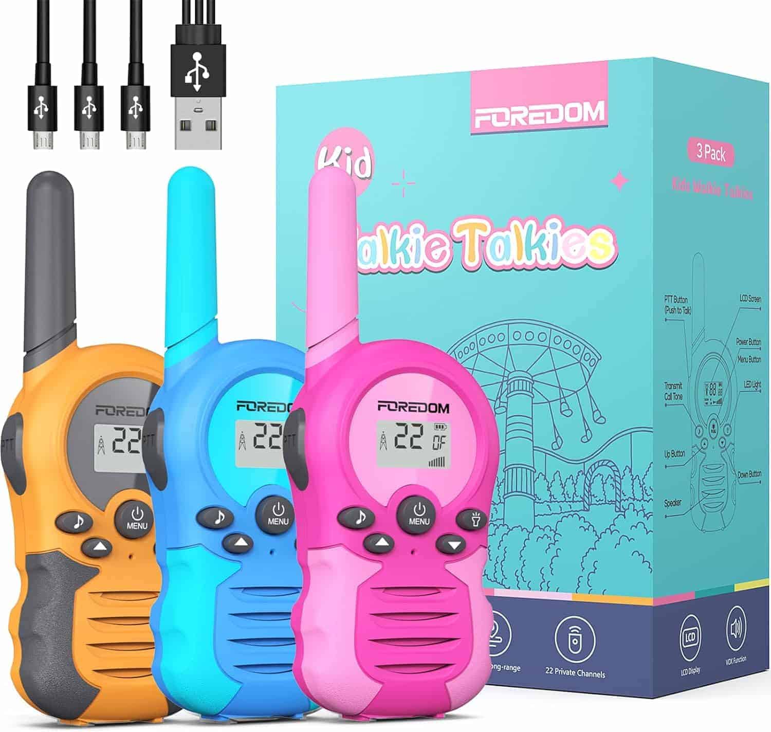 FOREDOM Rechargeable walkie talkies for Kids